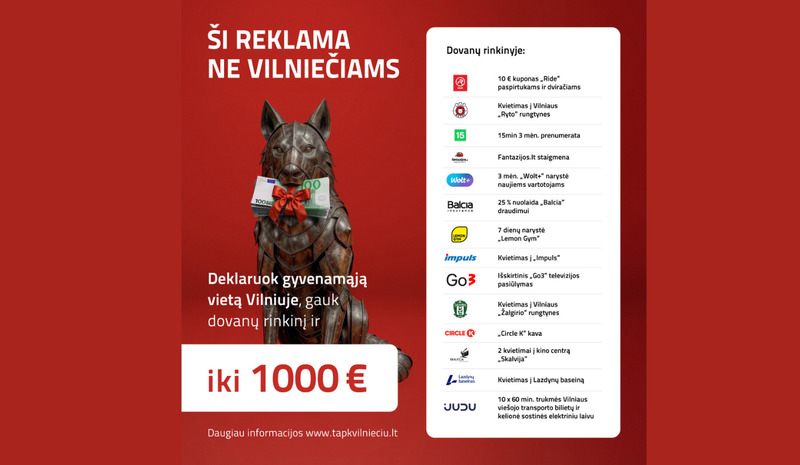 Deklaravusiems gyvenamąją vietą Vilniuje – dar daugiau dovanų